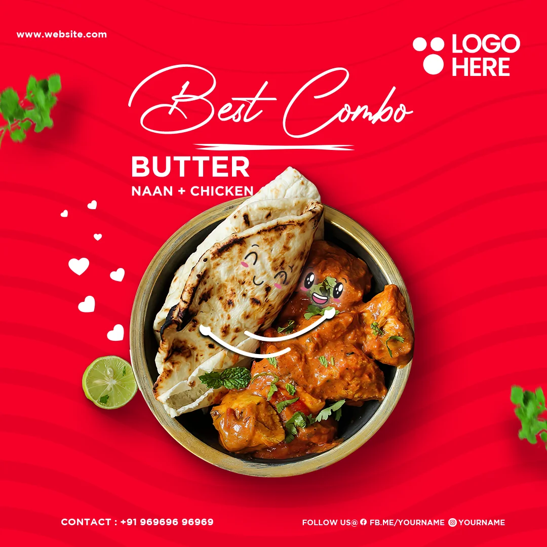 Food Combo Offer Poster PSD Template - Butter Naan Chicken Dish Promo ...