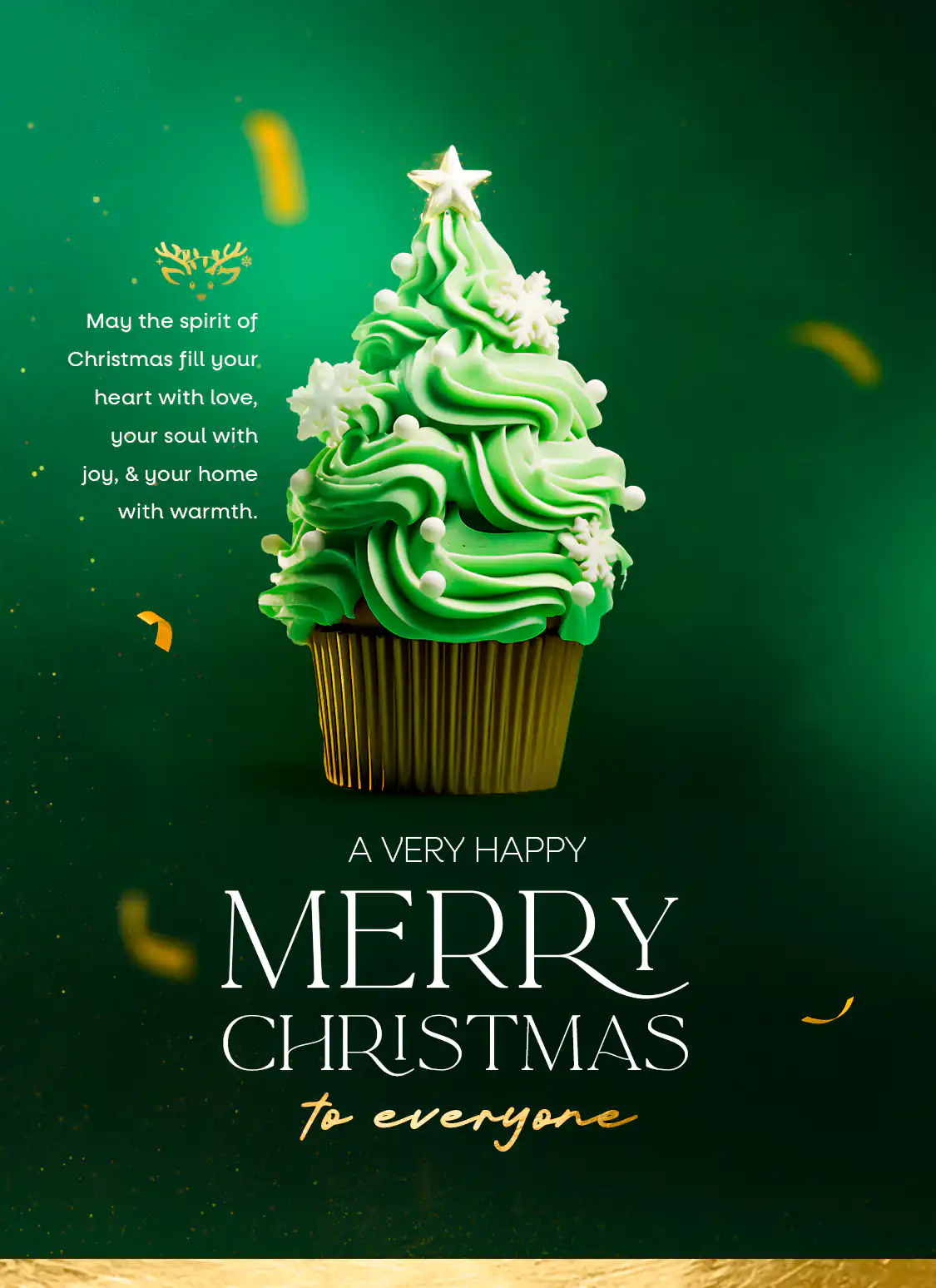 3D Christmas Cupcake Illustration PSD Template for Holiday Menu or Special Offer Banner new year