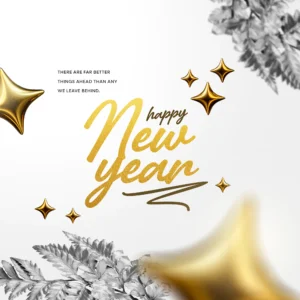Sparkling Gold Script Happy New Year Social Media Post PSD Template 2026 christmas