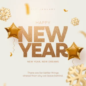 Stunning Gold Glitter Happy New Year 01st January Post PSD Template christmas